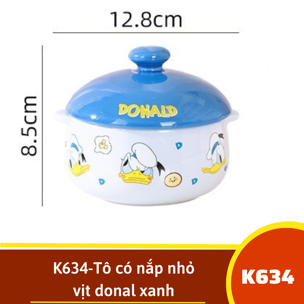K634-Tô có nắp nhỏ vịt donal xanh