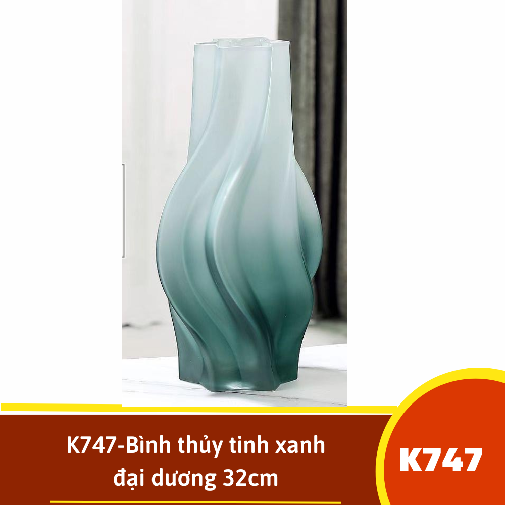 K747-Bình thủy tinh xanh đại dương 32cm