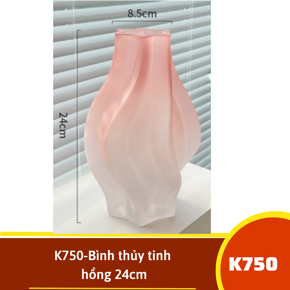 K750-Bình thủy tinh hồng 24cm