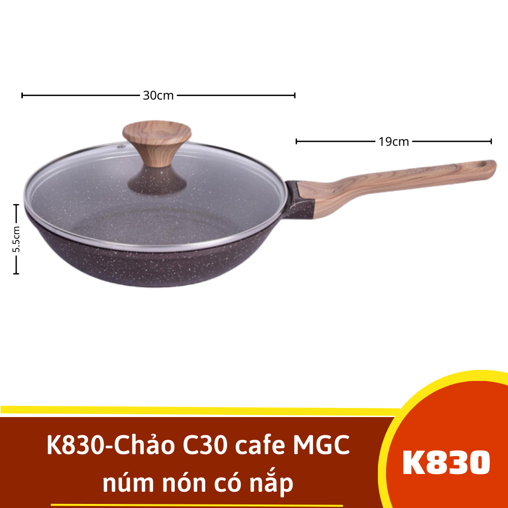 K830-Chảo C30 cafe MGC núm nón có nắp