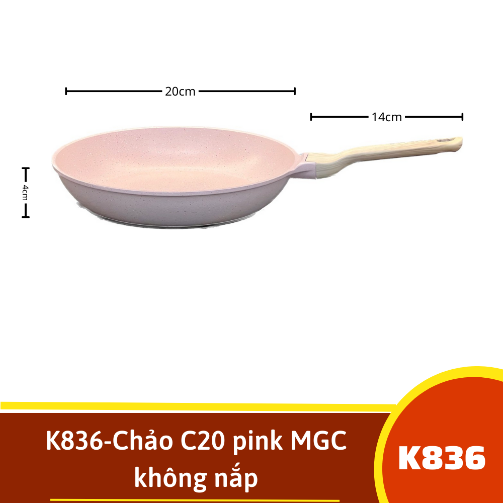 K836-Chảo C20 pink MGC  không nắp