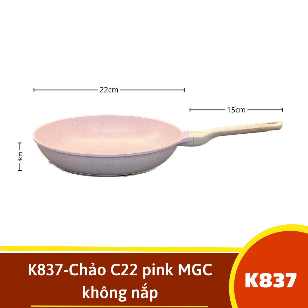 K837-Chảo C22 pink MGC  không nắp