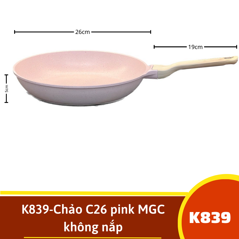K839-Chảo C26 pink MGC  không nắp