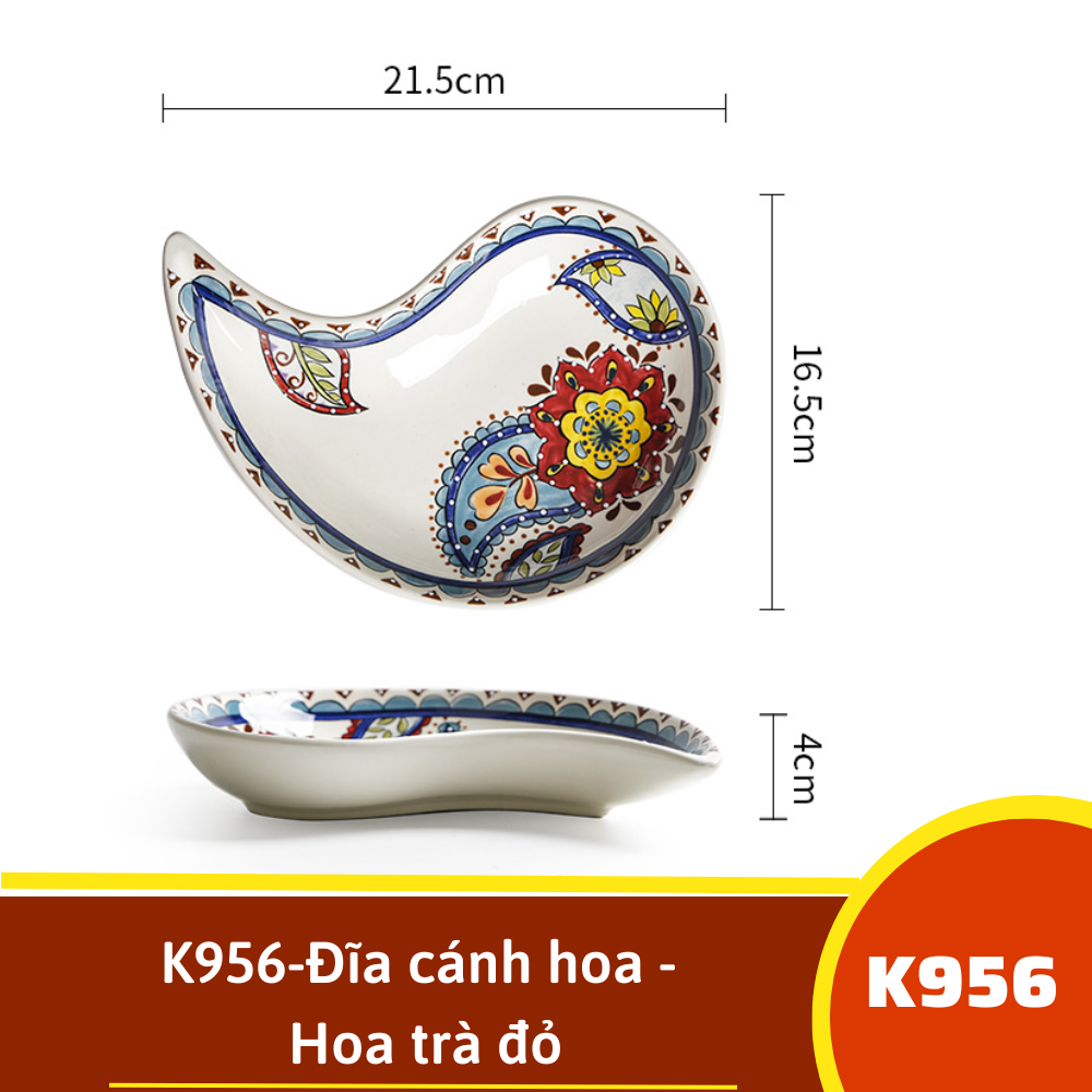 K956-Đĩa cánh hoa - Hoa trà đỏ