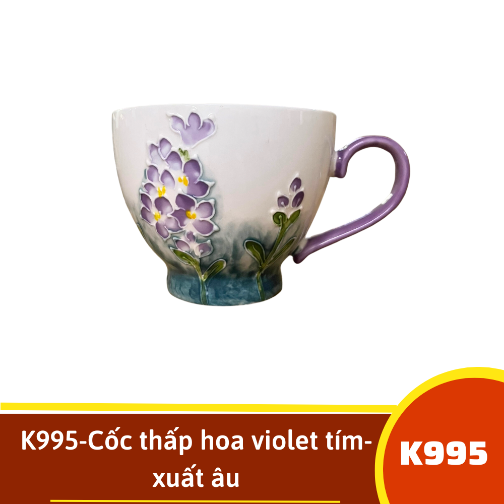 K995-Cốc thấp hoa violet tím- xuất âu