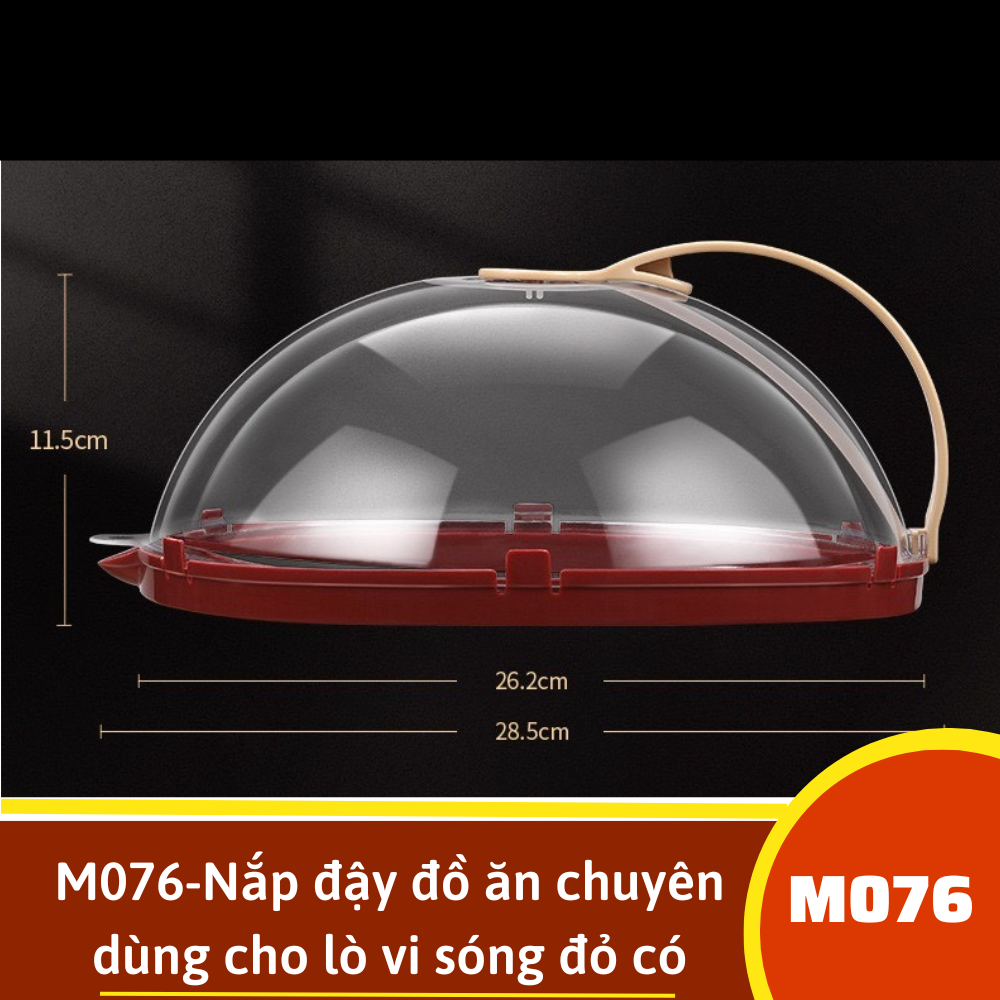 M076-Nắp đậy đồ ăn chuyên dùng cho lò vi sóng đỏ có rãnh thoát nước