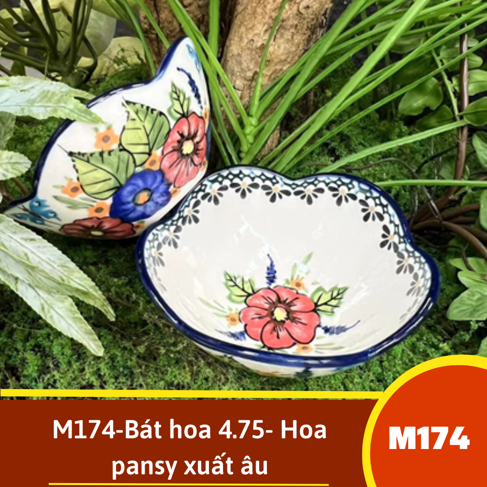 M174-Bát hoa 4.75- Hoa pansy xuất âu