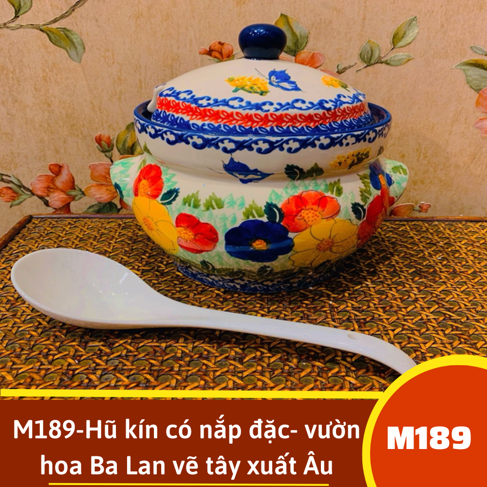M189-Hũ kín có nắp đặc- vườn hoa Ba Lan vẽ tây xuất Âu