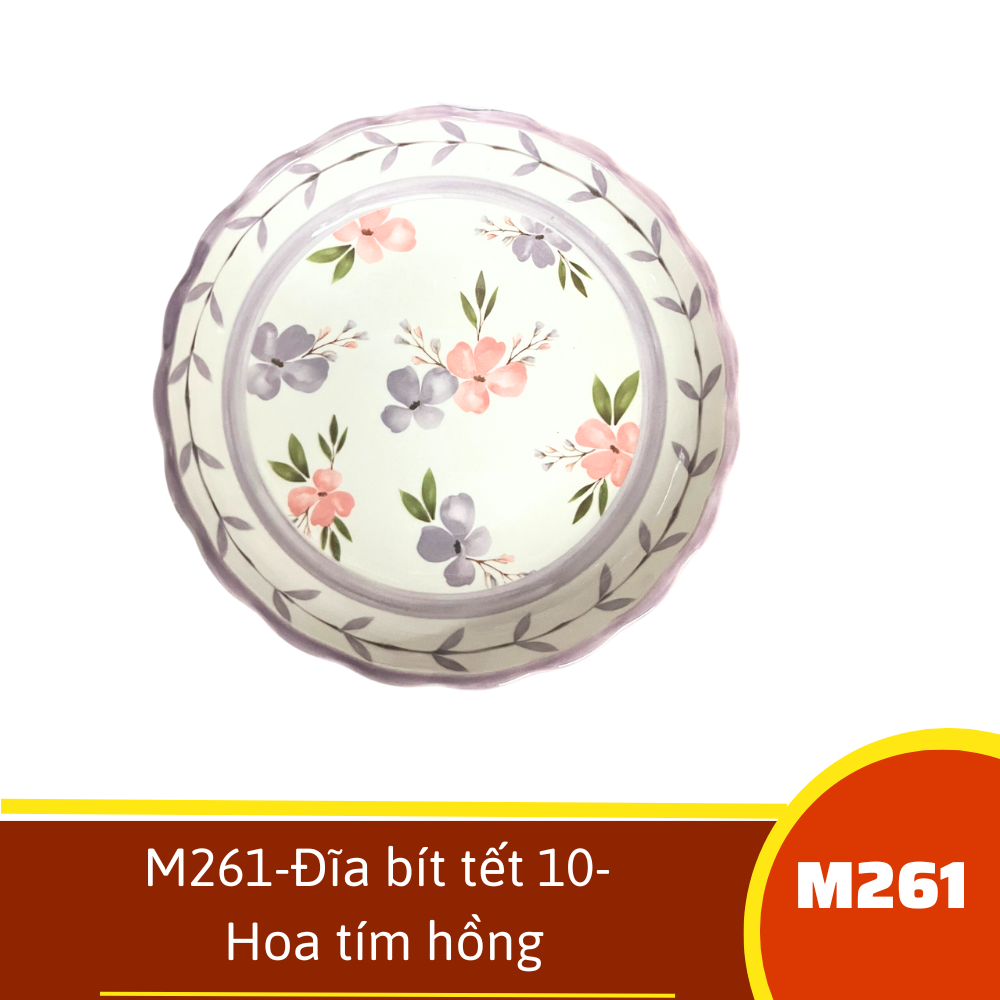M261-Đĩa bít tết 10- Hoa tím hồng