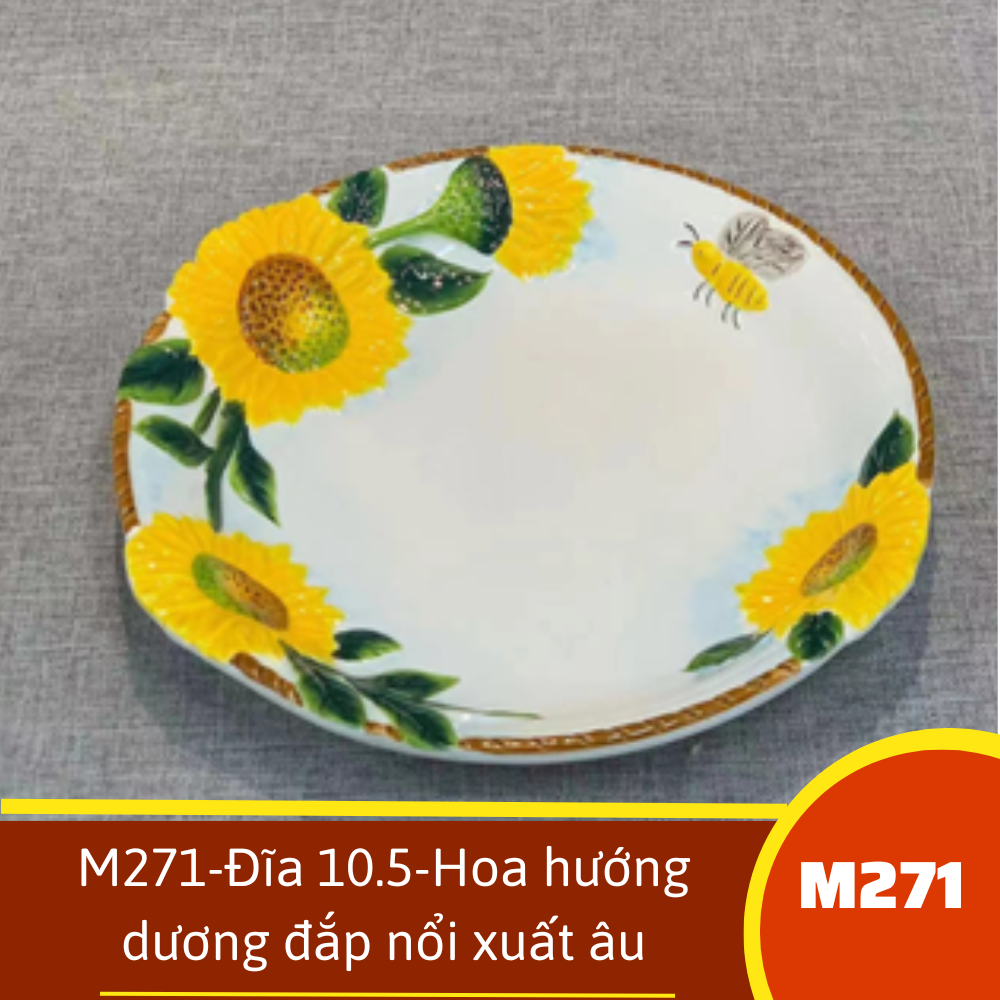M271-Đĩa 10.5-Hoa hướng dương đắp nổi xuất âu