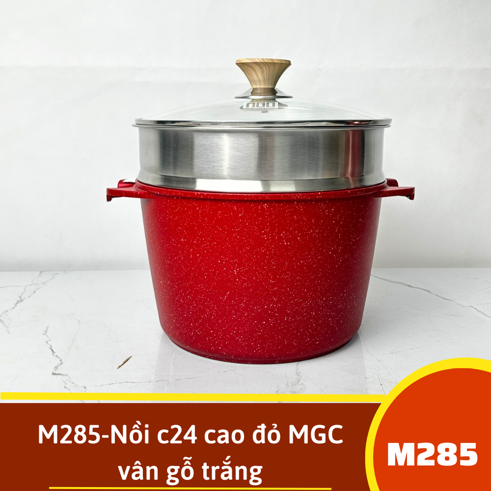 M285-Nồi c24 cao đỏ MGC vân gỗ trắng