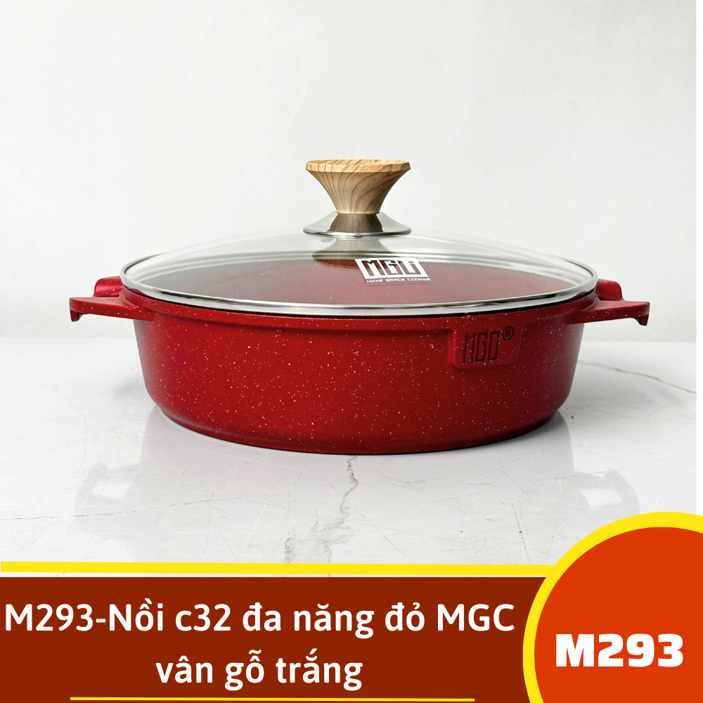 M293-Nồi c32 đa năng đỏ MGC vân gỗ trắng
