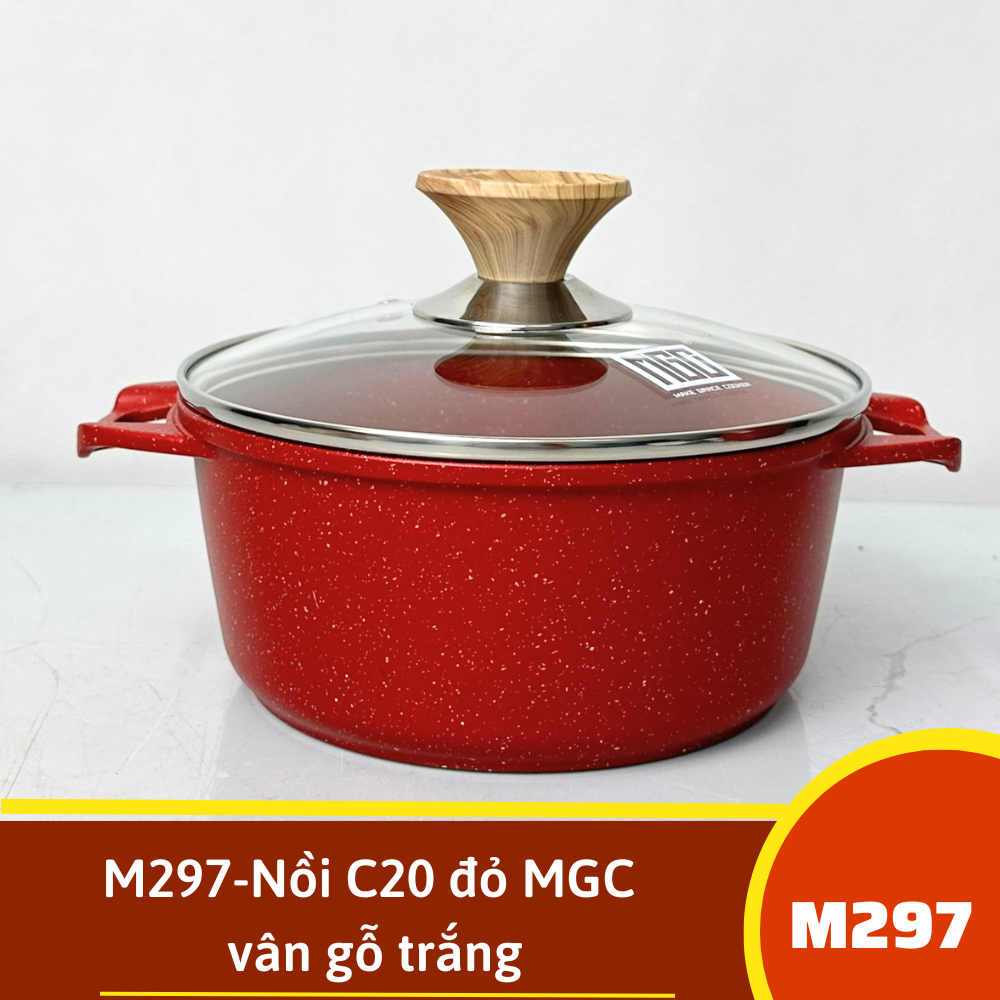 M297-Nồi C20 đỏ MGC vân gỗ trắng