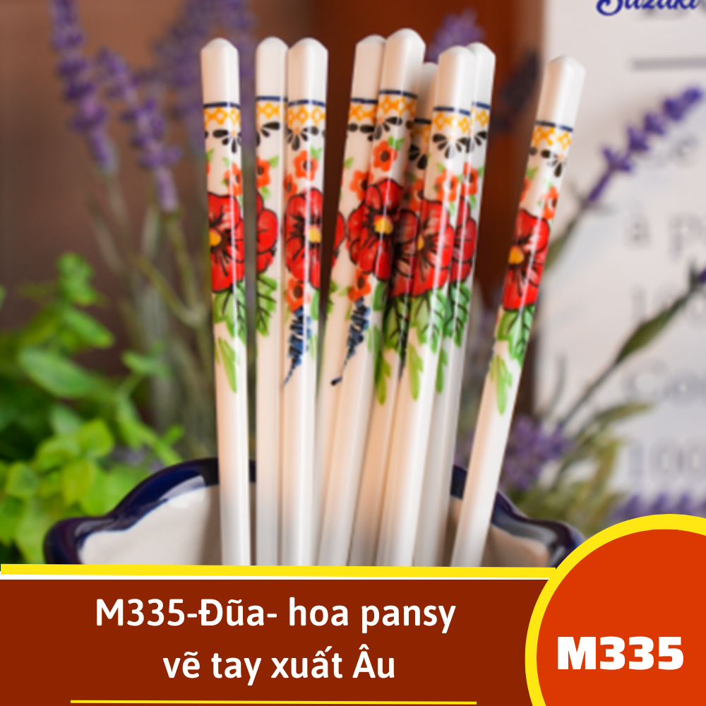 M335-Đũa- hoa pansy vẽ tay xuất Âu