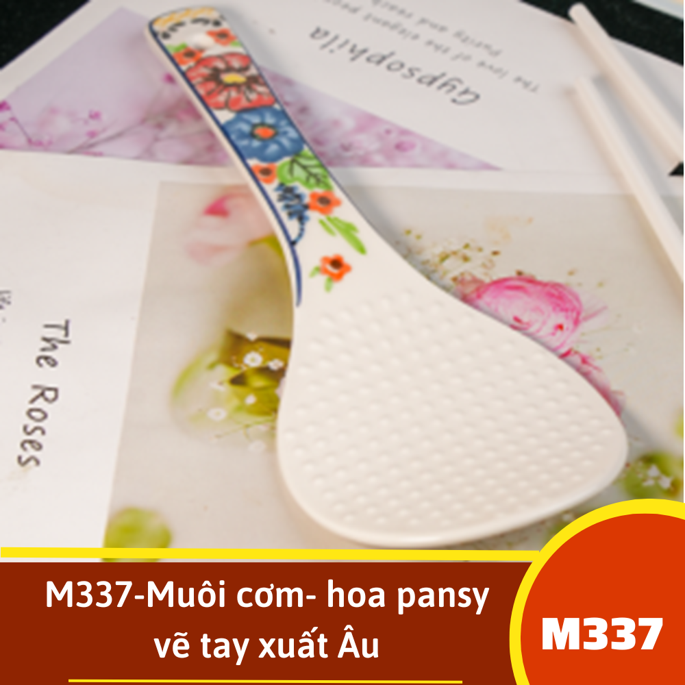 M337-Muôi cơm- hoa pansy vẽ tay xuất Âu