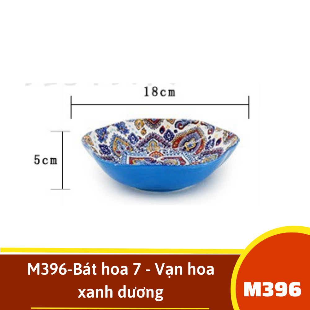 M396-Bát hoa 7 - Vạn hoa xanh dương