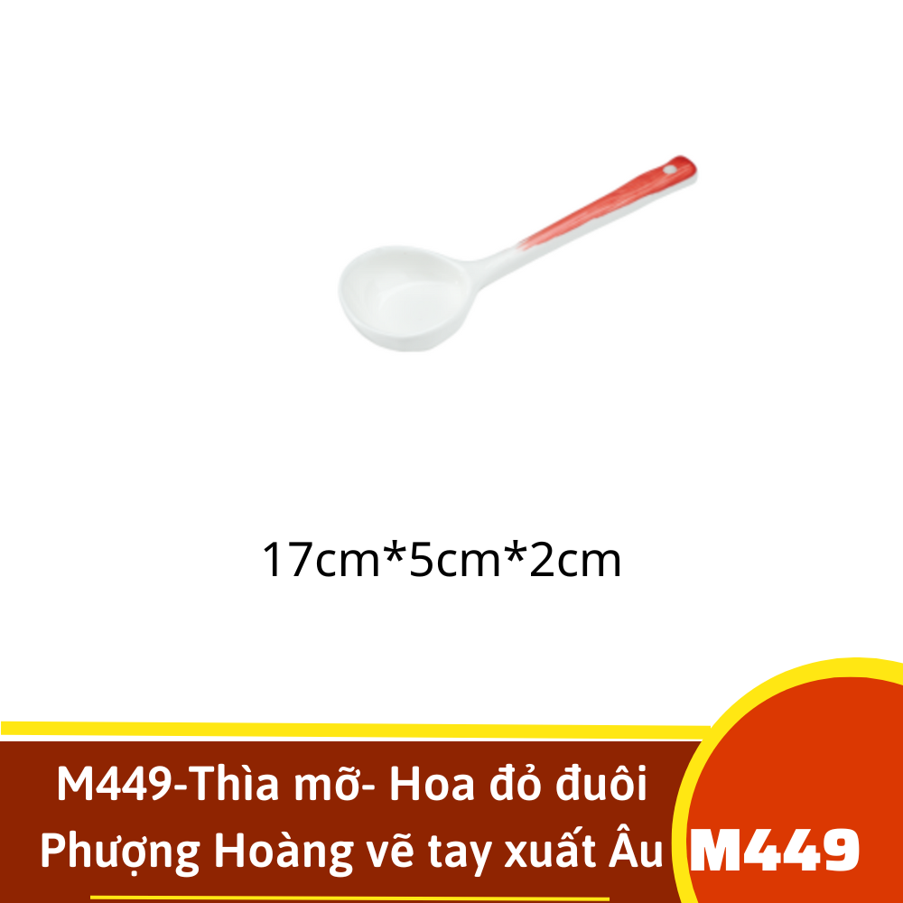 M449-Thìa mỡ- Hoa đỏ đuôi Phượng Hoàng vẽ tay xuất Âu