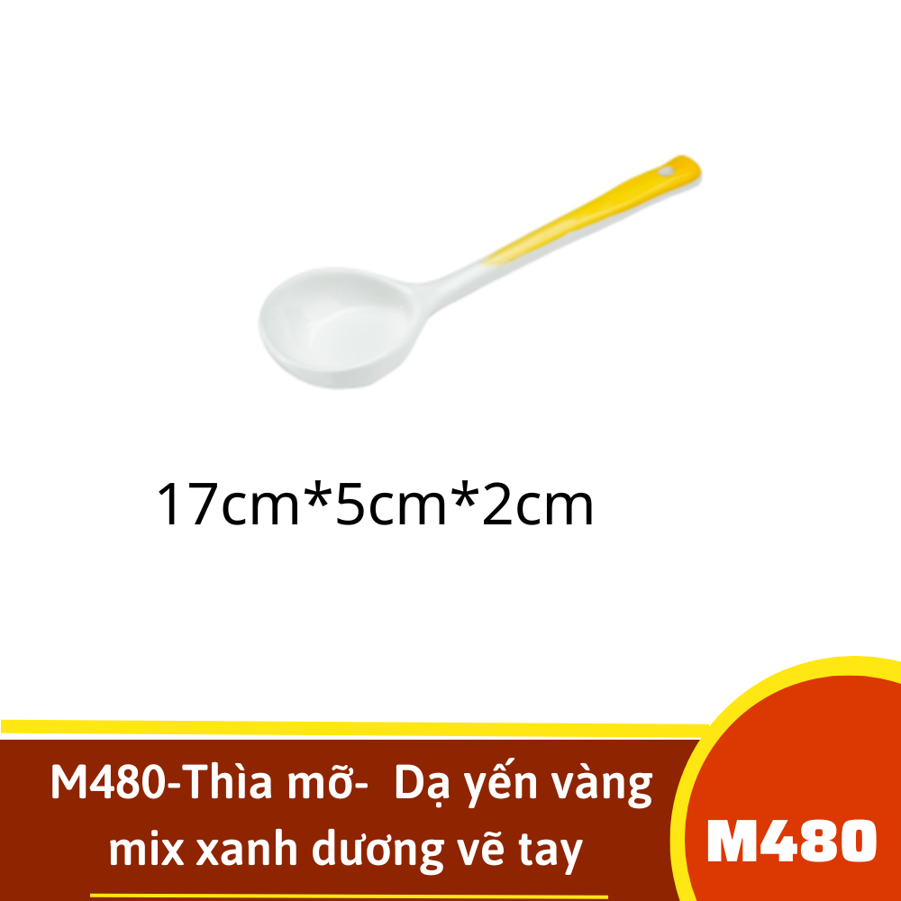 M480-Thìa mỡ-  Dạ yến vàng mix xanh dương vẽ tay xuất Âu