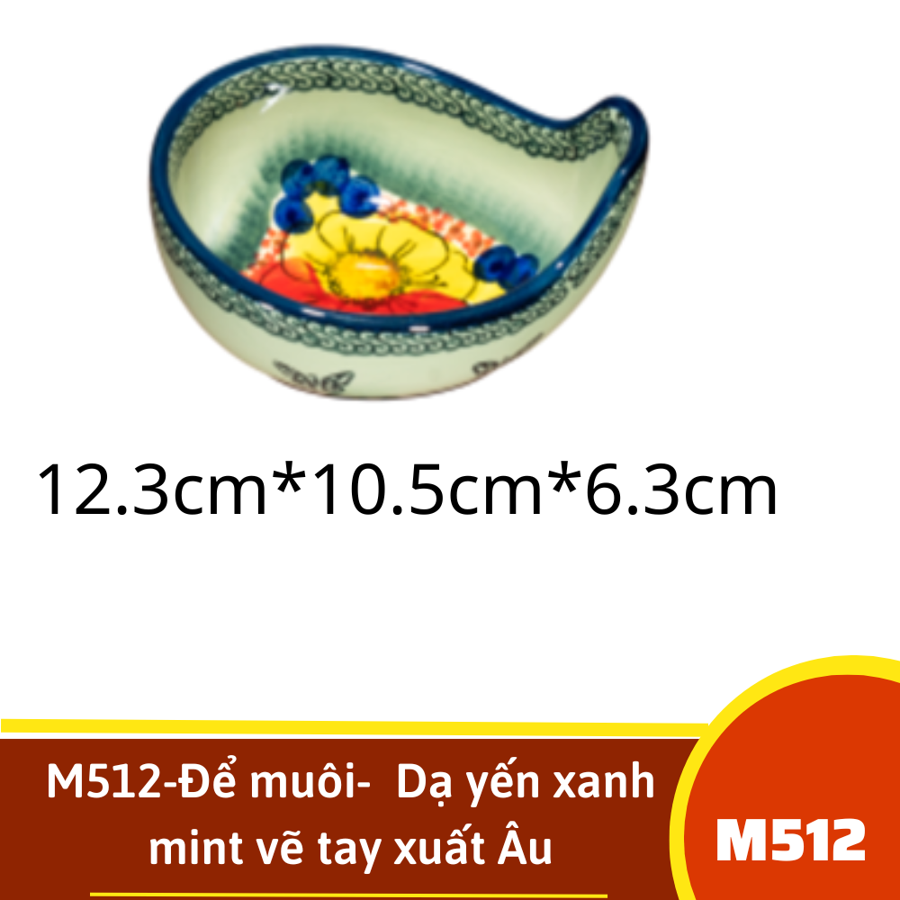 M512-Để muôi-  Dạ yến xanh mint vẽ tay xuất Âu
