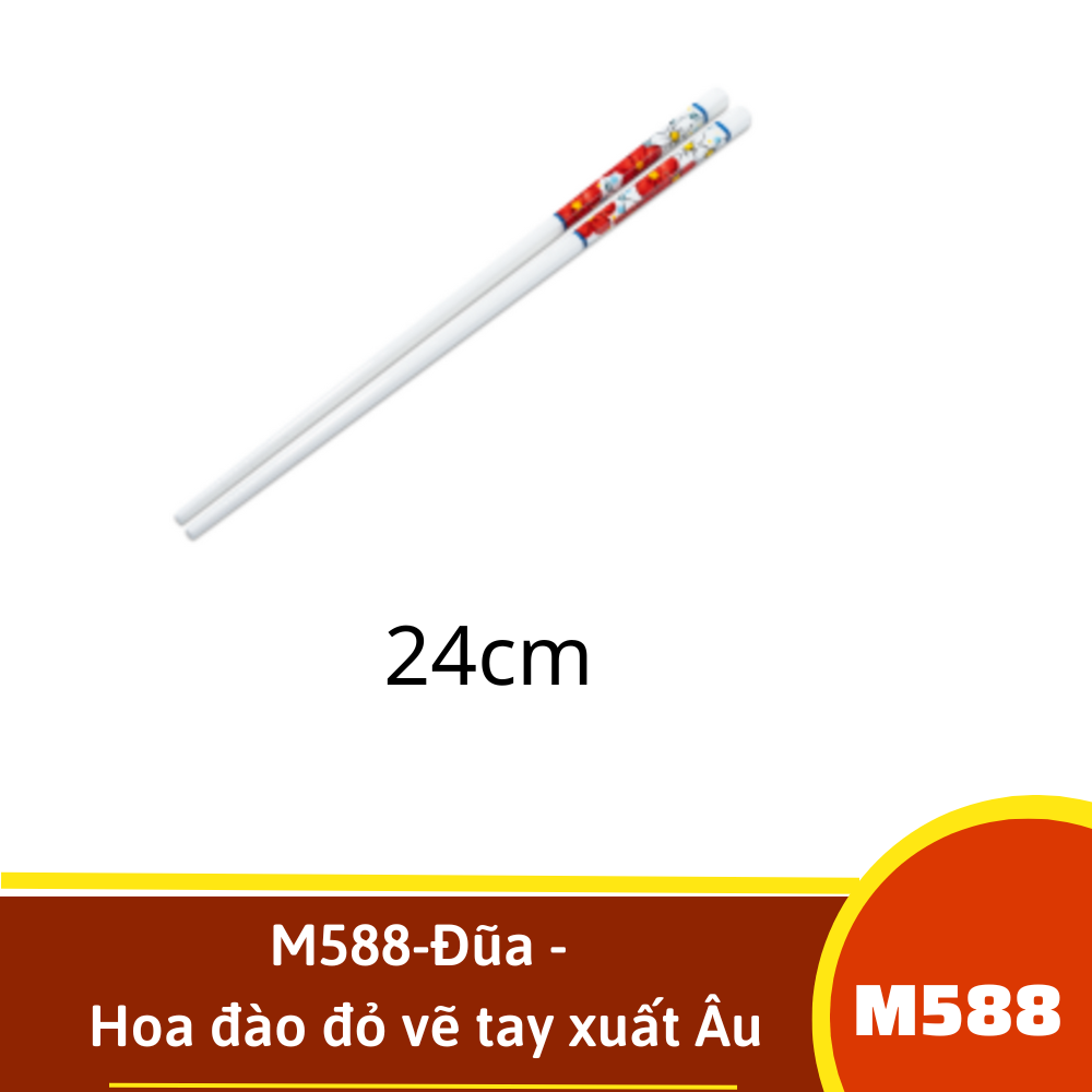 M588-Đũa - Hoa đào đỏ vẽ tay xuất Âu