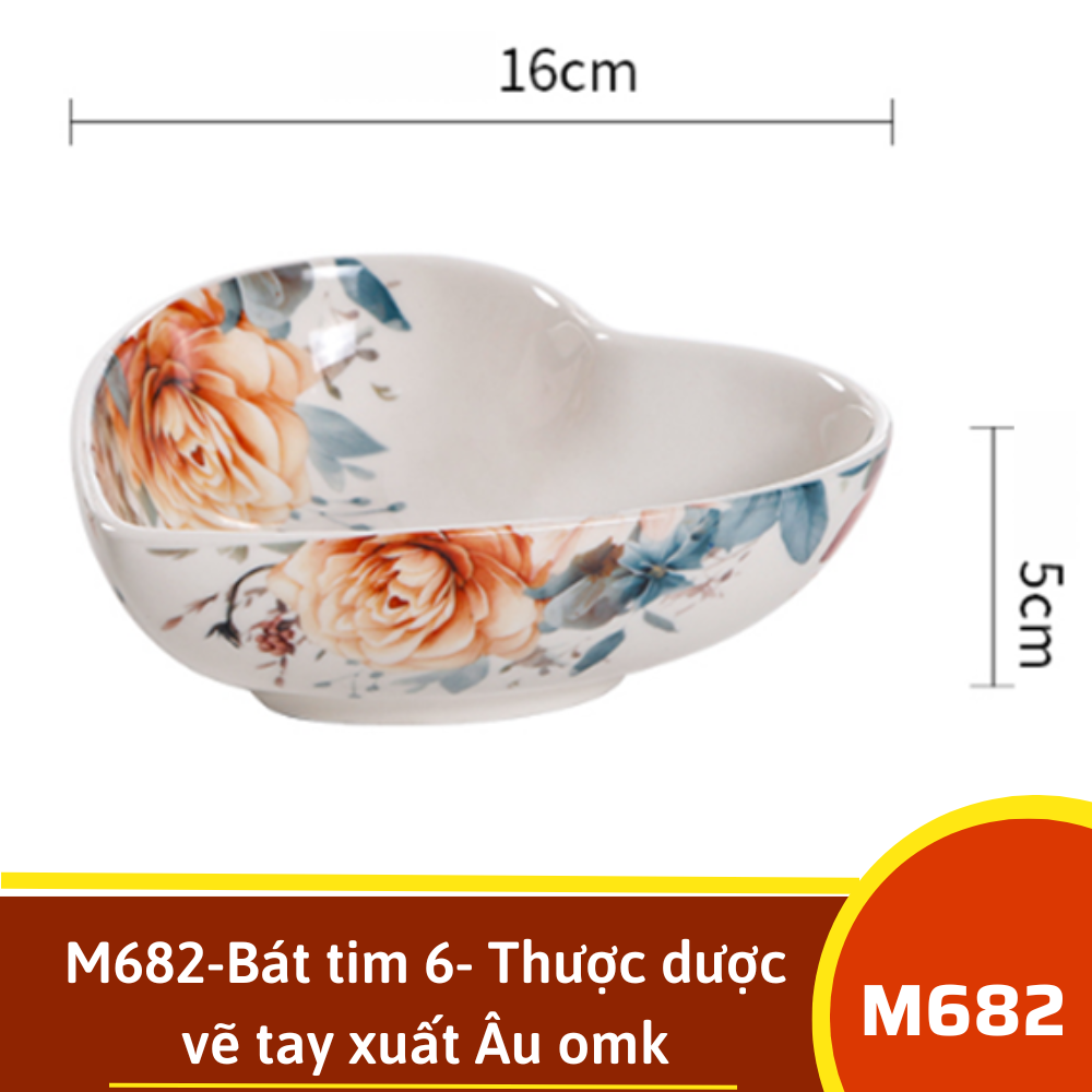 M682-Bát tim 6- Thược dược vẽ tay xuất Âu omk