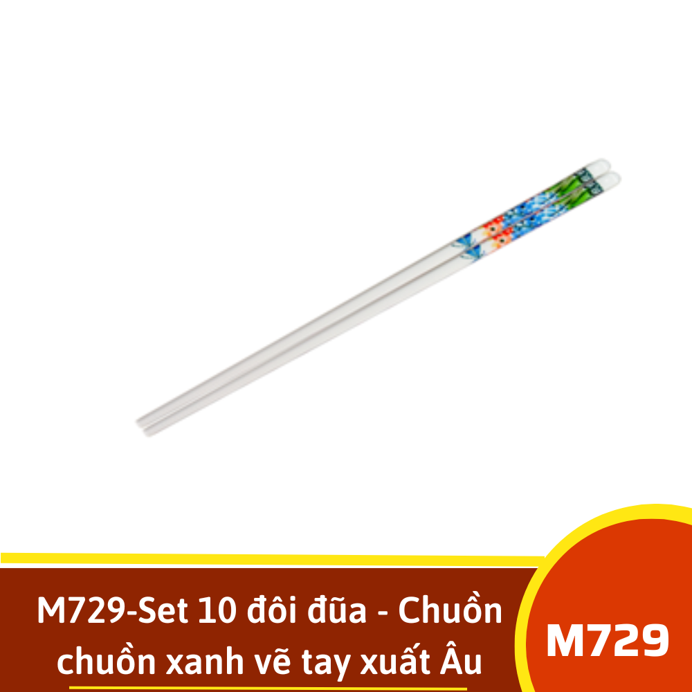 M729-Set 10 đôi đũa - Chuồn chuồn xanh vẽ tay xuất Âu