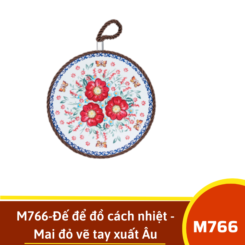 M766-Đế để đồ cách nhiệt - Mai đỏ vẽ tay xuất Âu