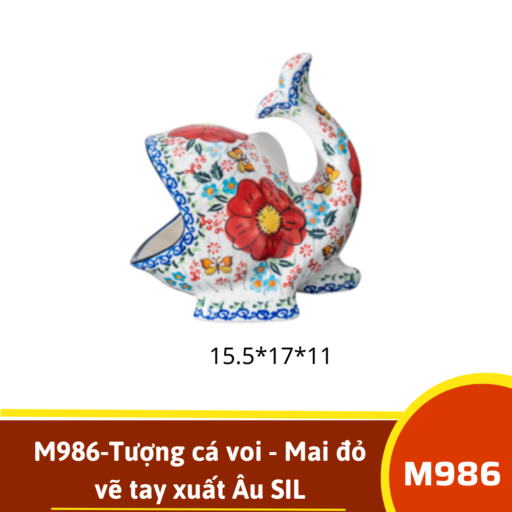 M986-Tượng cá voi - Mai đỏ vẽ tay xuất Âu SIL