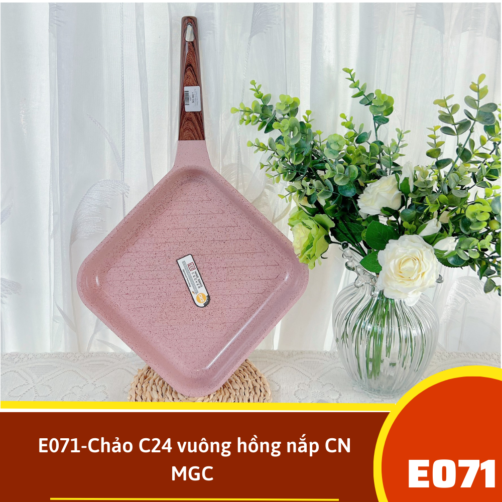 E071-Chảo C24 vuông hồng MGC (Bộ hồng MGC nắp CN)