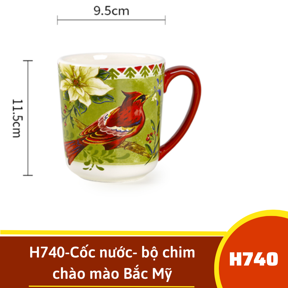 h740-Cốc nước- bộ chim chào mào Bắc Mỹ
