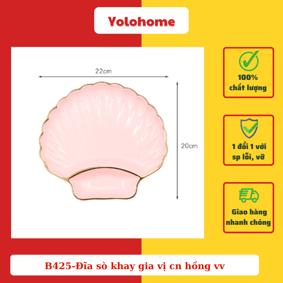 B425-Đĩa sò khay gia vị cn hồng vv