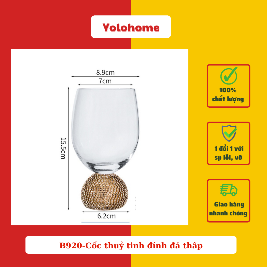 B920-Cốc thuỷ tinh đính đá thâp