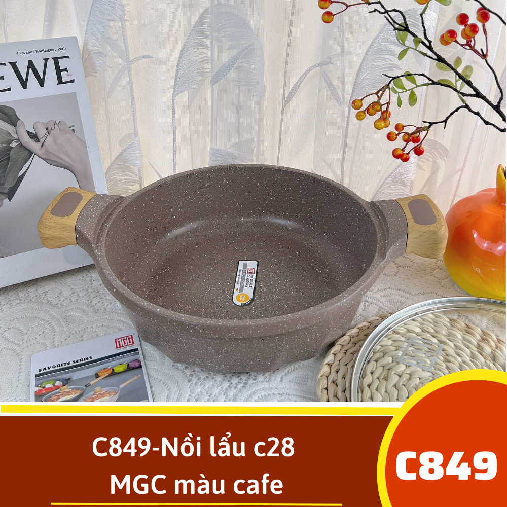 C849-Nồi đa năng c28 màu cafe MGC