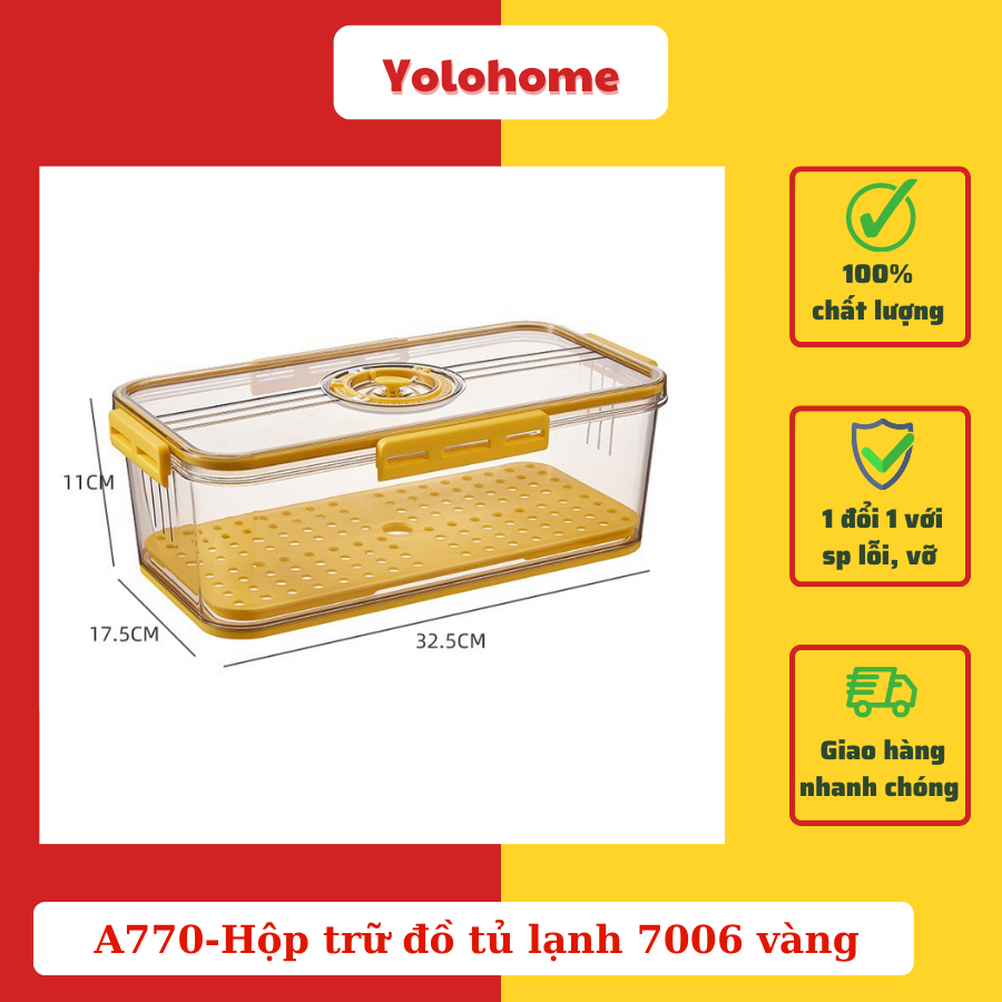 A770-Hộp trữ đồ tủ lạnh 7006 vàng