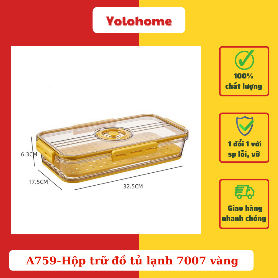 A759-Hộp trữ đồ tủ lạnh 7007 vàng
