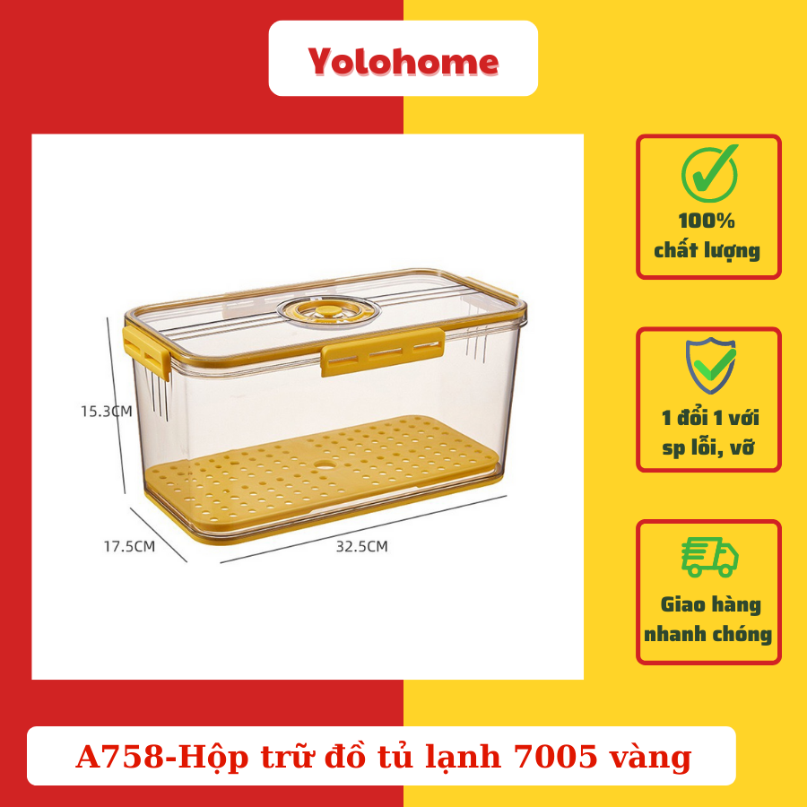 A758-Hộp trữ đồ tủ lạnh 7005 vàng