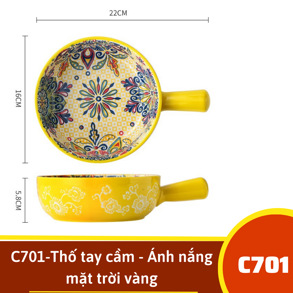 C701-Thố tay cầm - Ánh nắng mặt trời vàng