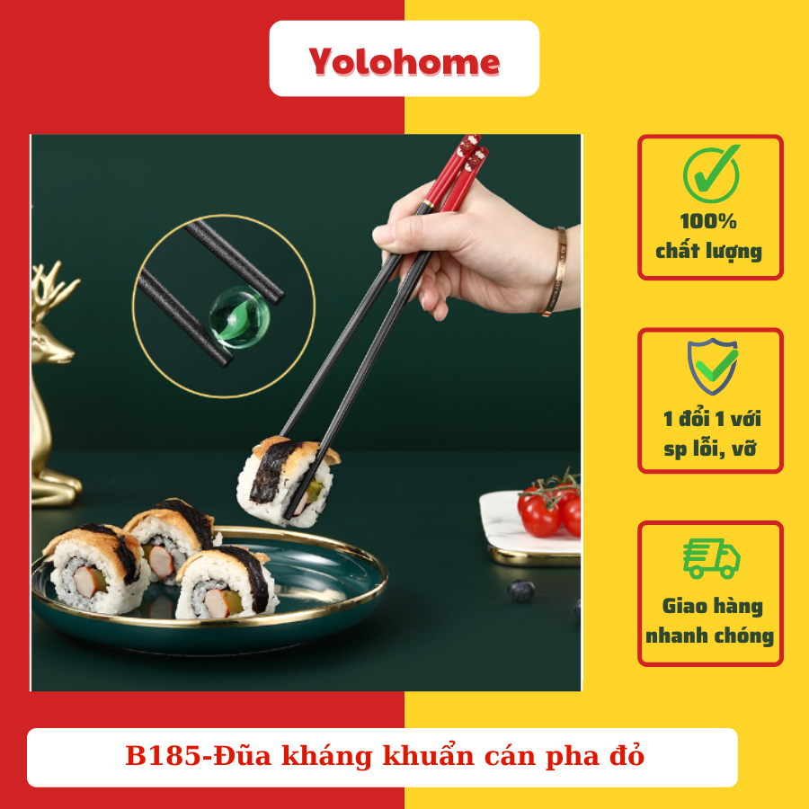 B185-Đũa kháng khuẩn cán pha đỏ