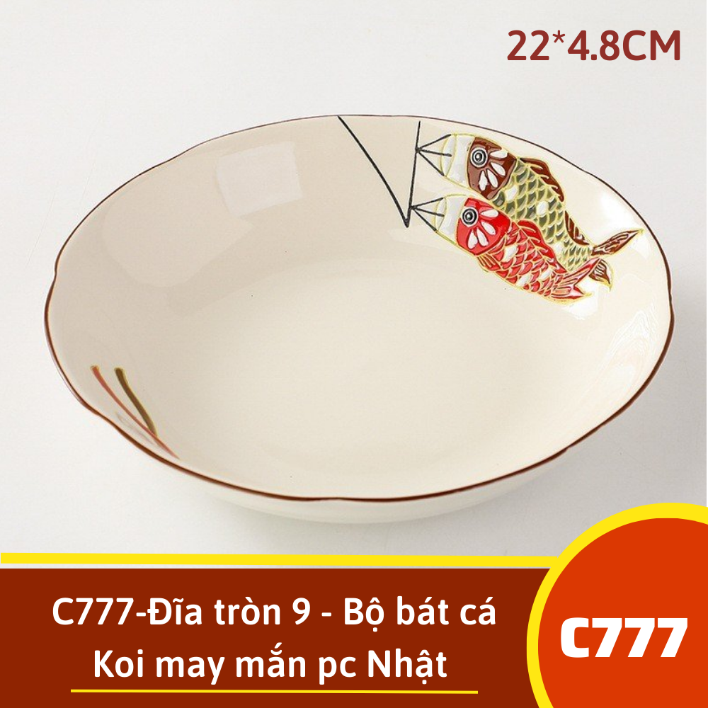 C777-Đĩa tròn 9 - Bộ bát cá Koi may mắn pc Nhật