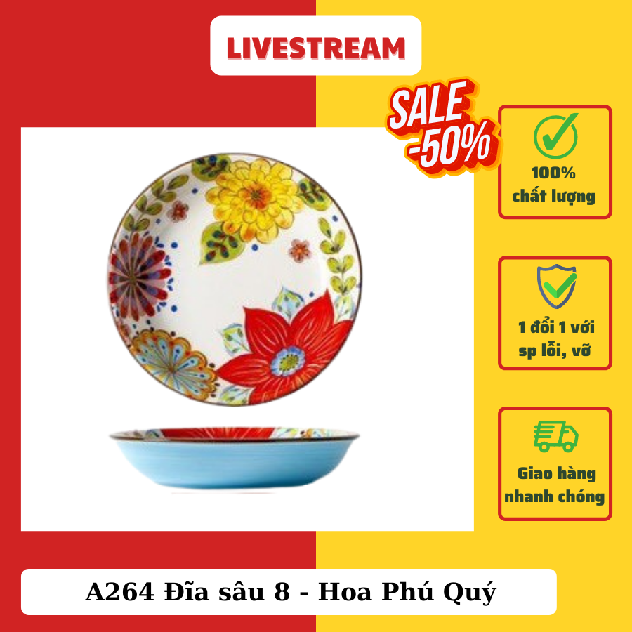 A264 Đĩa sâu 8 - Hoa Phú Quý