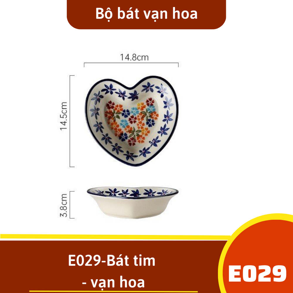 E029-Bát tim - vạn hoa