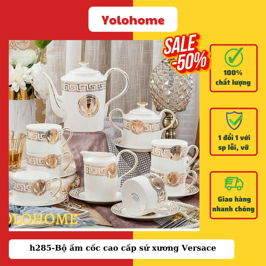 Bộ ấm cốc cao cấp sứ xương