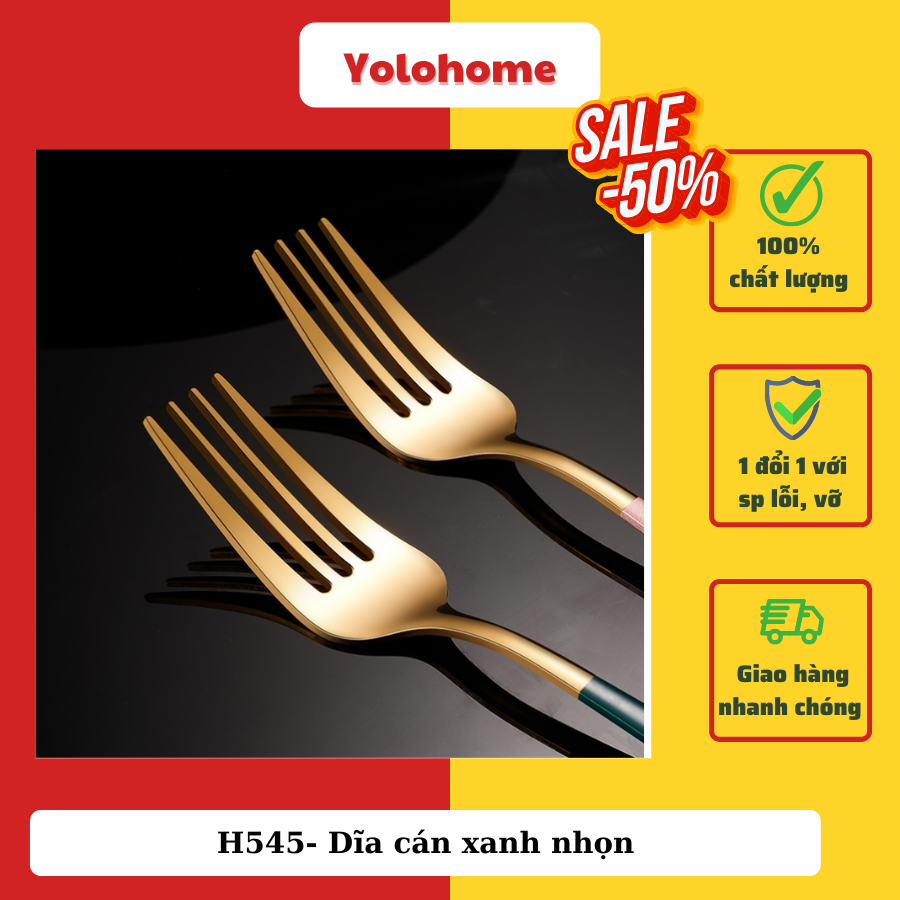 H545- Dĩa cán xanh nhọn
