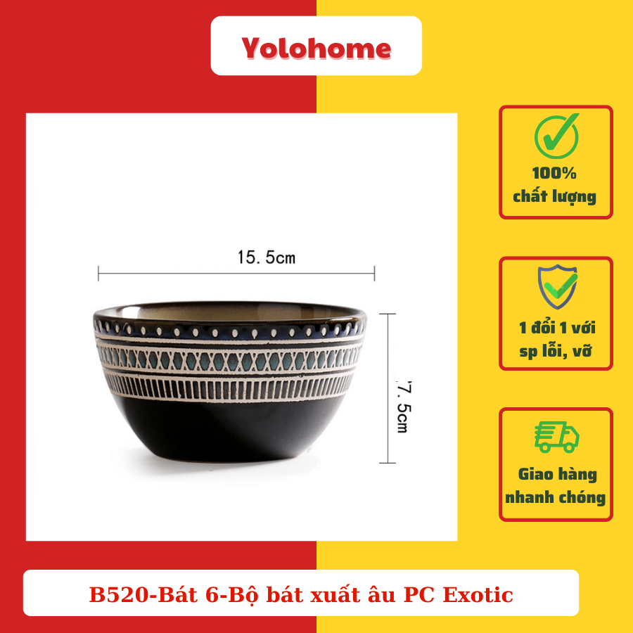 B520-Bát 6-Bộ bát xuất âu PC Exotic