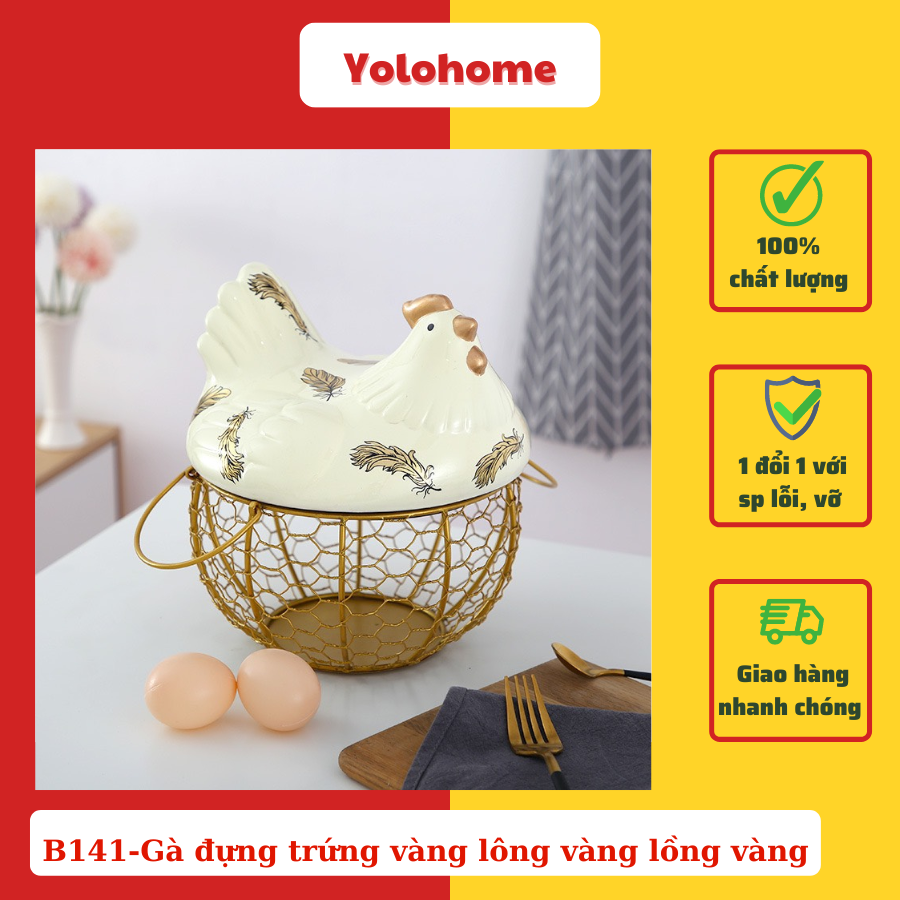 B141-Gà đựng trứng vàng lông vàng lồng vàng