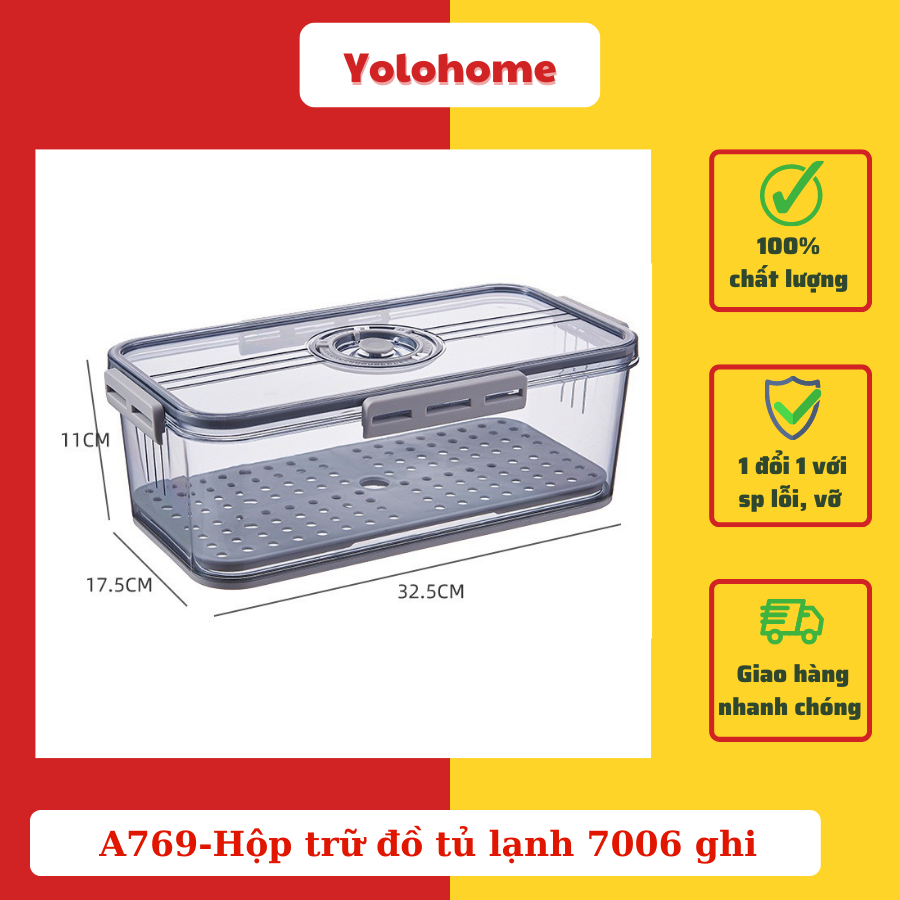 A769-Hộp đựng đồ tủ lạnh ghi  7006 - 3.3 L