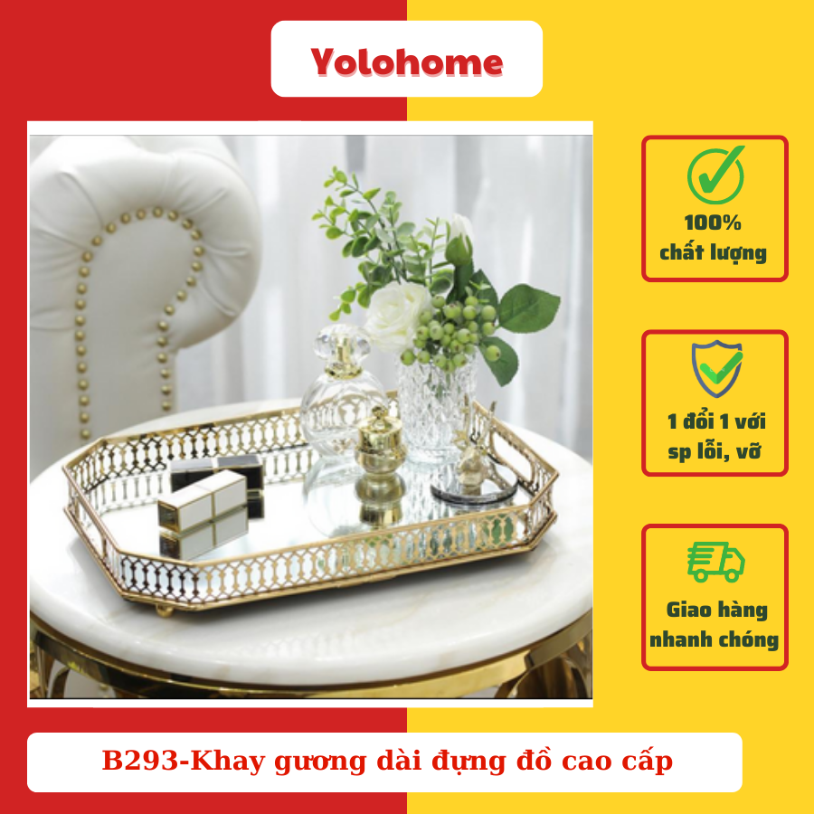 B293-Khay gương dài đựng đồ cao cấp