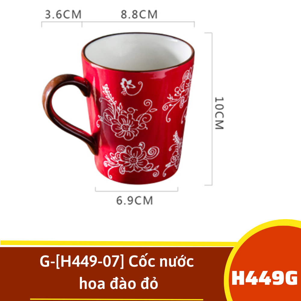 H449G- Cốc nước hoa đào đỏ