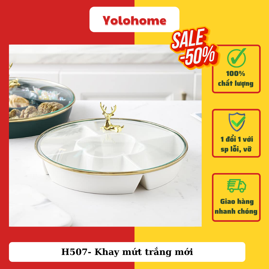 H507- Khay mứt trắng mới