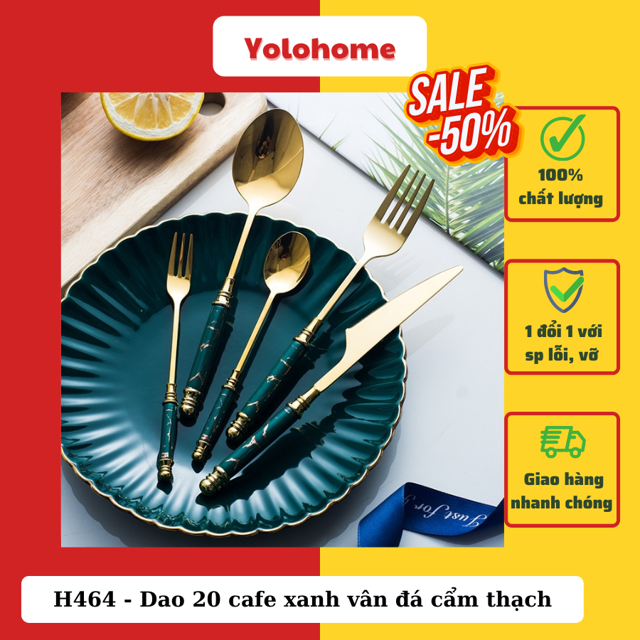 H464 - Dao 20 cafe xanh vân đá cẩm thạch